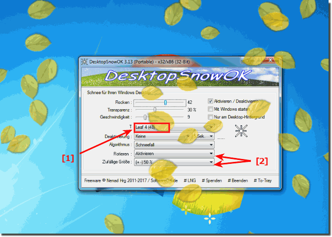 am Windows Desktop Bltter fallen lassen!