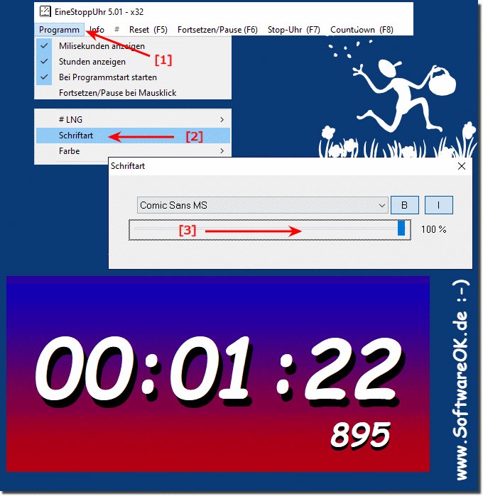 Maximaler Schriftgre im Vollbildmodus bei der Uhr auf MS Windows!