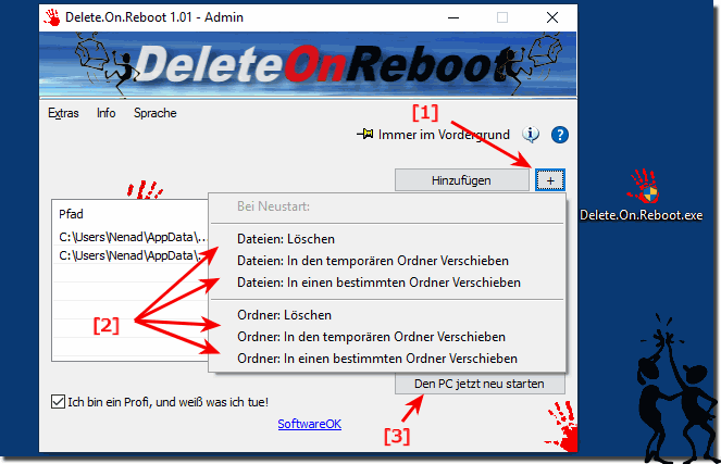 Dateien beim Neustart vom Windows PC löschen oder versieben! 