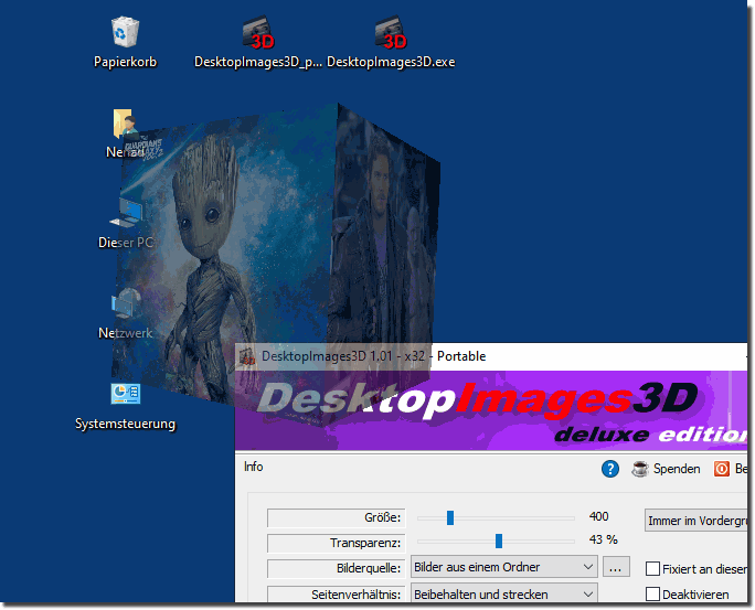 Das Desktop Bilder in 3D Anzeige Tool für alle MS Windows Betriebssysteme!