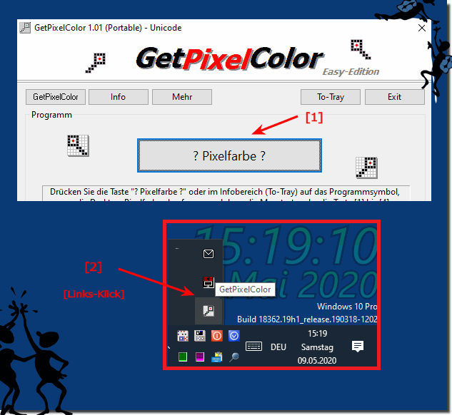 Abfragen des Desktop Farbe Pixel Werts an allen Windows OS!
