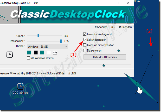 Uhr Sekundenzeiger am Windows 10, 8.1, 7 Desktop! 