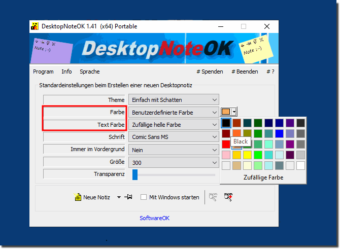 Zufallsfarbe fr eine Desktop Notiz verwenden unter Windows 10, 8.1, ...!