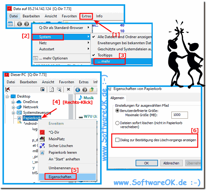 Dateien permanent lschen aus System Grundeinstellung Ordner-Optionen!