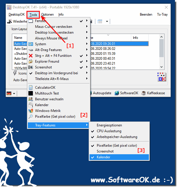 Desktop-Kalender in Desktop-OK fr Windows 10, 8.1, ...!