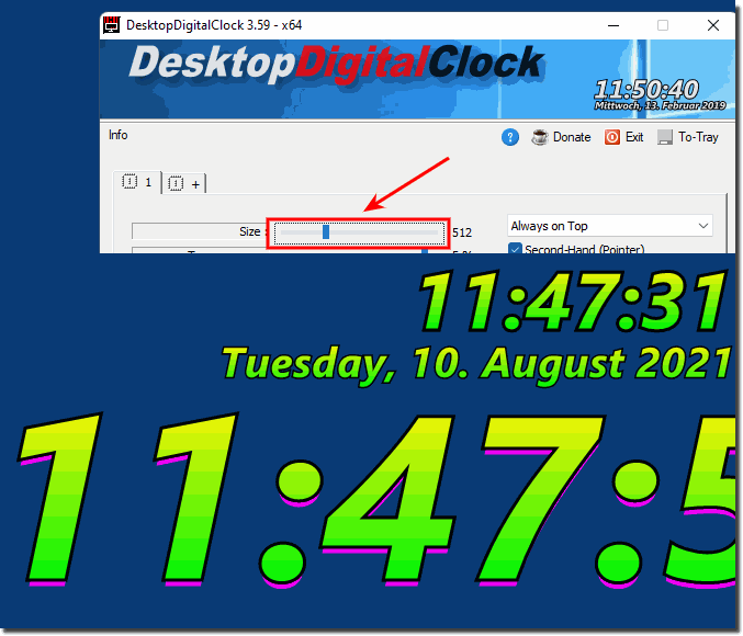 Bei meinem Windows 11 ist die digitale Desktop Uhr zu klein