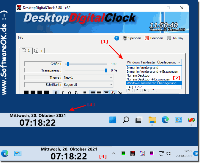 Die Desktop Uhr als Taskleisten-berlagerung auf Windows 11!