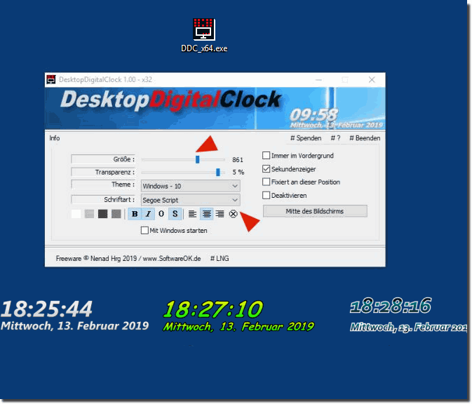 Fr Windows eine einfache Digitaluhr am Desktop!