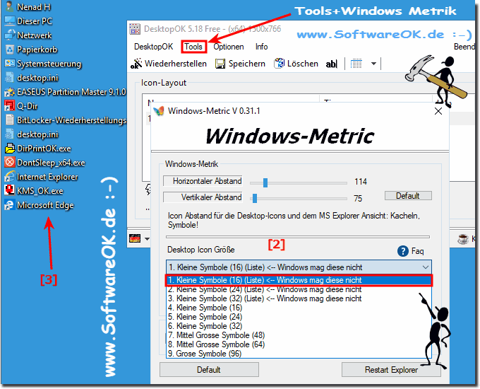 Windows Metrik Desktop Icon Gre und Ansicht ndern!