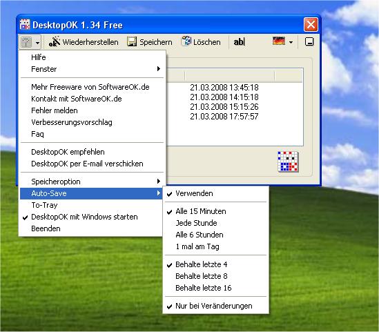 Windoew Sieben, Vista, XP, 2000, 2003, 2005, 2008  Desktopsymbole Zeitgesteuert Speichern