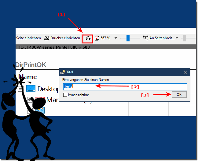 Kopfzeile beim Drucken des Verzeichnisses ndern!