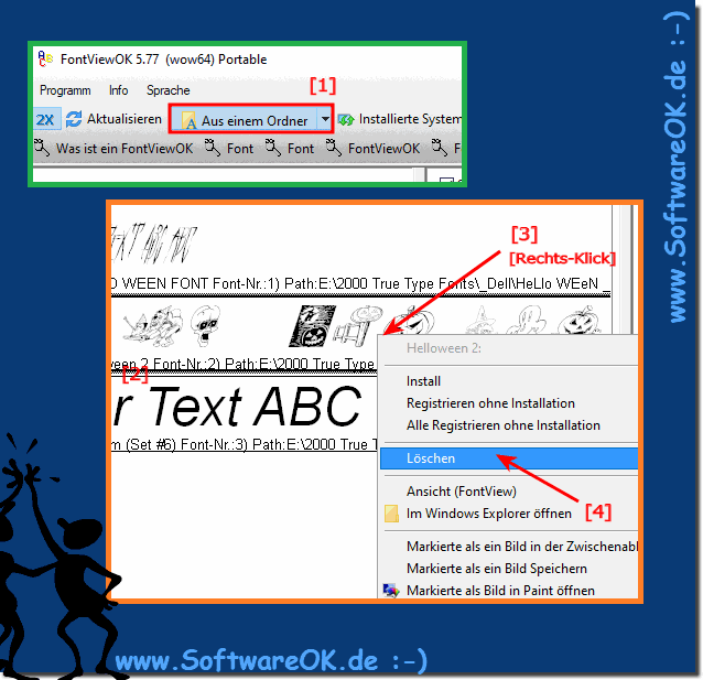 Schriftarten Lschen in FontViewOK (Windows Papierkorb)!