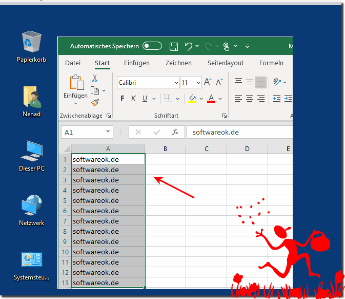 Denselben Text gleichzeitig in mehrere Excel-Zellen einfgen! 