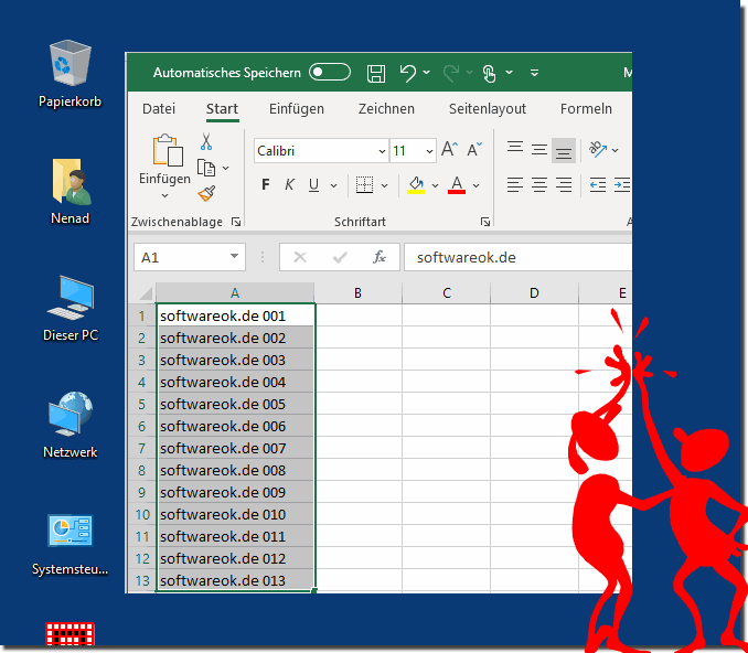 Denselben Text gleichzeitig in mehrere Excel-Zellen einfgen!