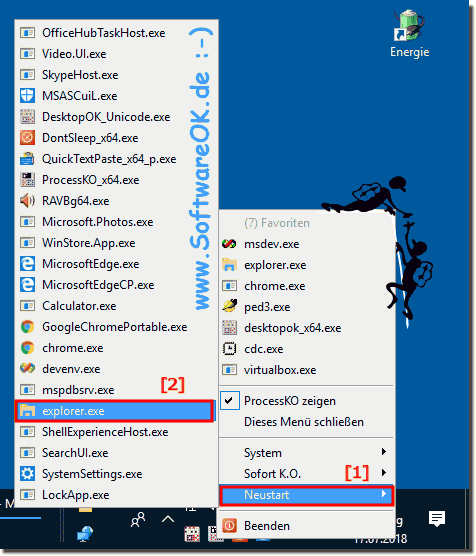 Windows Programme ber TO-Tray der Taskleiste Neustarten!