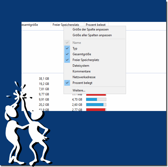 Prozentanzeige Belegungsbersicht der Partitionen in Q-Dir oder im MS-Datei-Explorer?