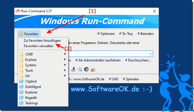 Favoriten Befehl fürs Ausführen-Dialog in Windows!