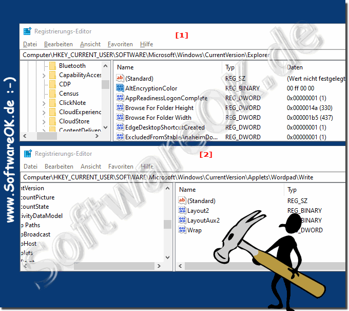 Zwei Registrierungs-Editor Fenster unter Windows ffnen!