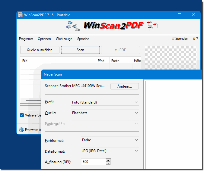 Scannen mit WinScan2PDFunter Windows 11 ist mglich!