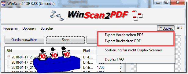 Vorderseiten, Rckseiten PDF Export!