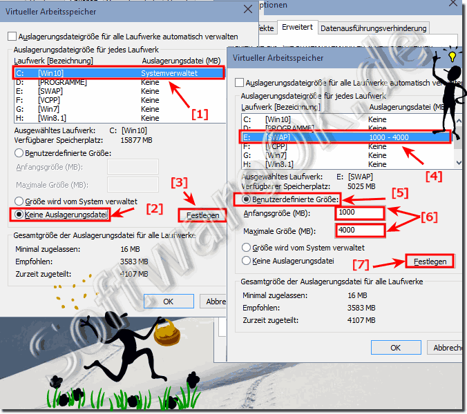 Auslagerungsdatei anpassen (pagefile.sys) in Windows 10!