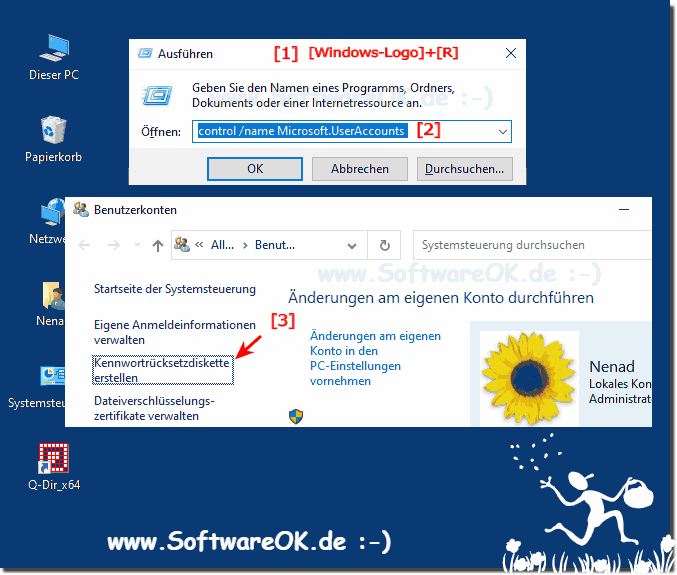 Kennwortrcksetz Datentrger / Diskete in Windows 10!