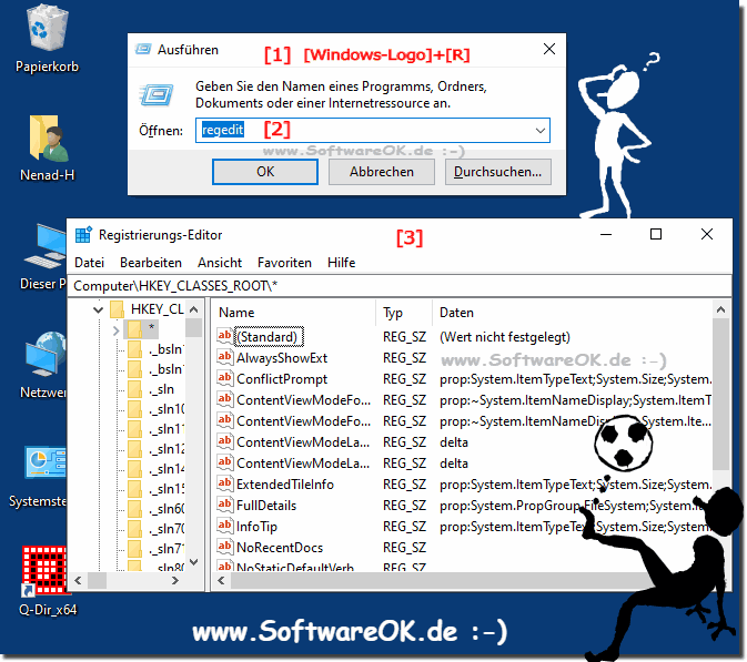 Windows-10 Registrierungseditor  Starten ber Ausfhren!