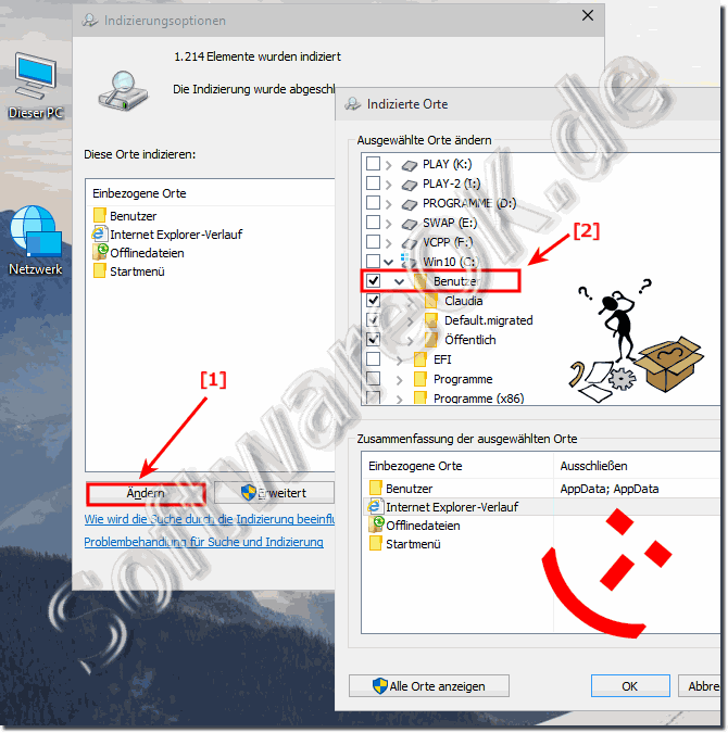 Windows 10 Such-Indizierung Ordner entfernen oder hinzufgen!