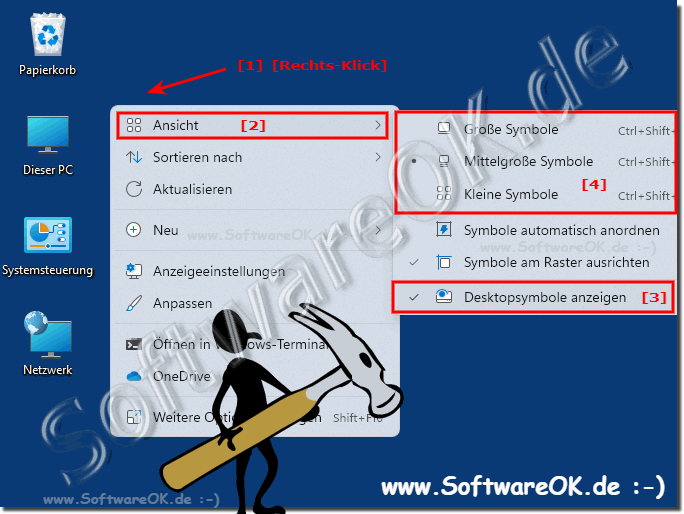 Anpassen der Desktopsymbol-Gre unter Windows 11 ausblenden und angezeigt!