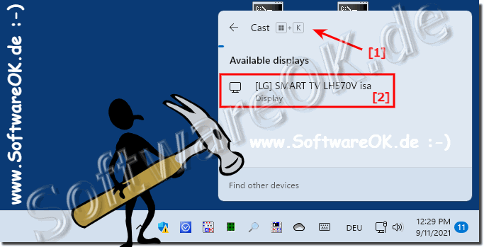 Eine Verbindung zu verfgbaren drahtlosen Anzeigen unter Windows 11!