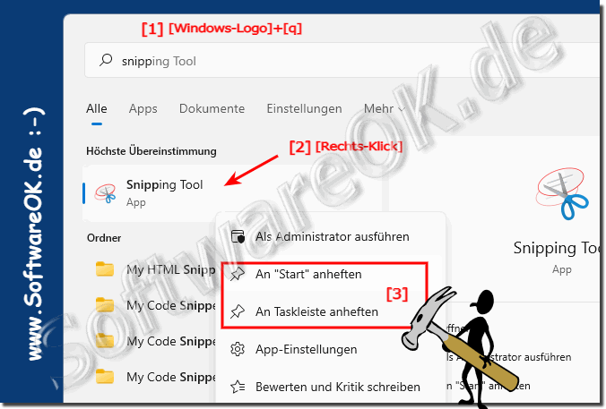 In  Windows 11 das Snippng Tool ohne Tastatur-Krzel starten!