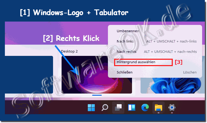 Verschiedene Desktops unter Windows 11 und unterschiedliche  Hintergrundbilder