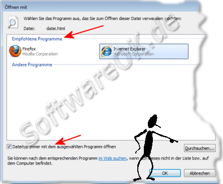 Windows 7  Oeffnen der Datei mit Empfohlenem Programm!