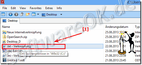 Aufrufen der Windows-7, 8, 8.1Explorer Such-Verknpfung in Q-Dir!