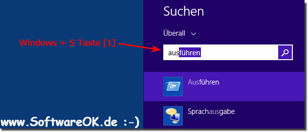 Ausfhren-Dialog ber Start (Menu) in Windows 8 starten
