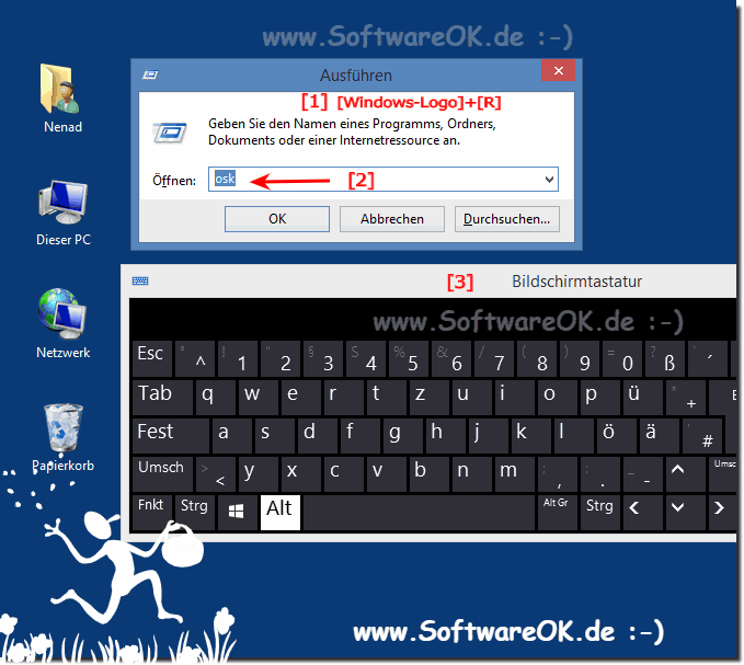 Die Windows-8 Bildschirmtastatur finden, ffnen oder starten