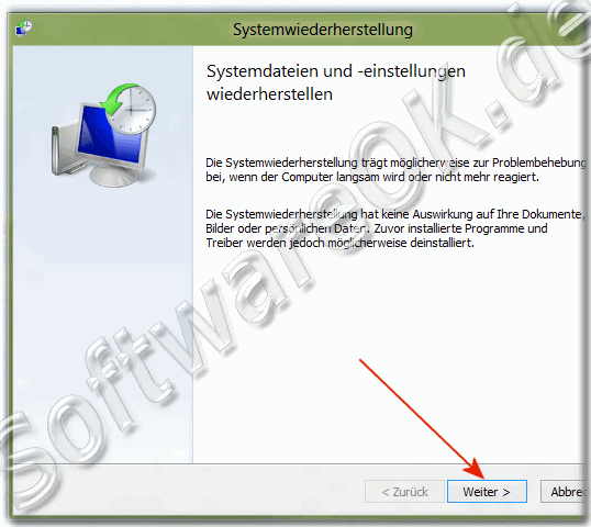 Windows 8 Assistenten fr die Systemwiederherstellung