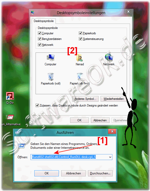 Windows-8 Desktopsymbole Anzeigen ber Ausfhren cmd (Befehl)