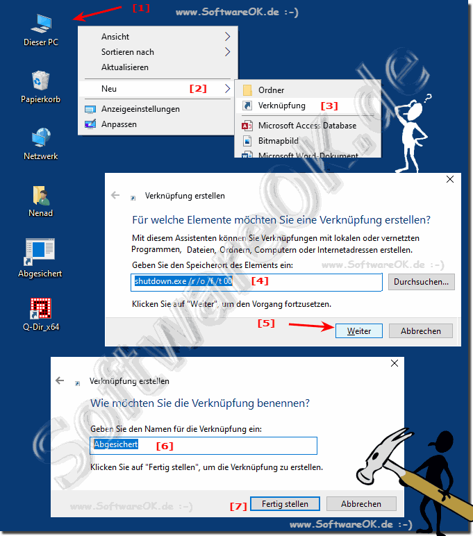 Abgesicherter Modus Verknpfung am Desktop!