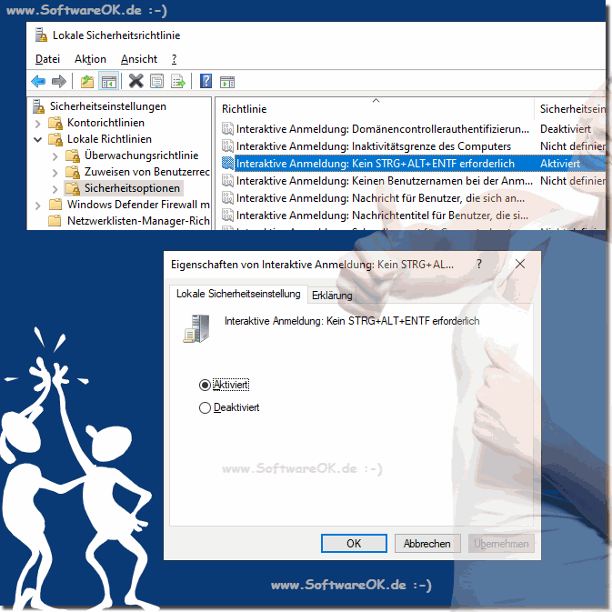 Windows Server Strg+Alt+Entf Anmeldung deaktivieren!