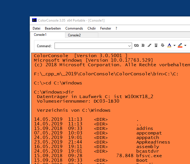Cmd.exe Alternative in oranger Farbe unter MS Windows 10!